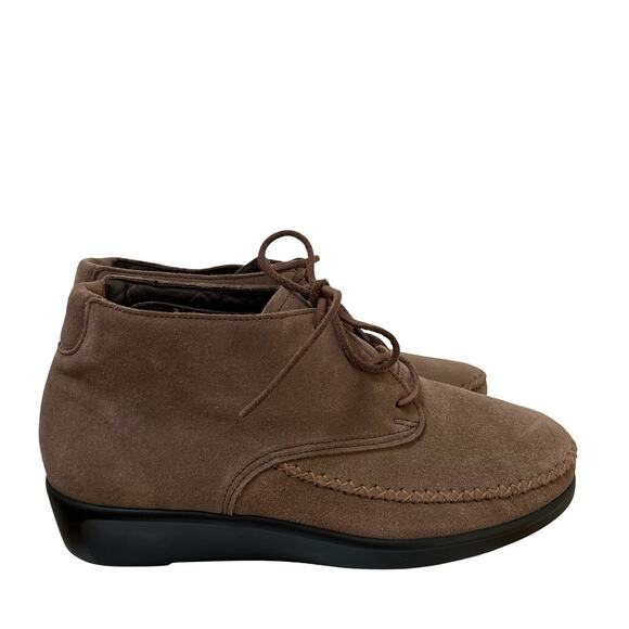 SAS Womens Kich Leather Suede Lace Up Ankle Boots Size 9.5 EXTRA WIDE Comfort - Picture 1 of 10